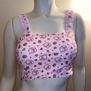 Strawberry Milk Ruffle Swim Top